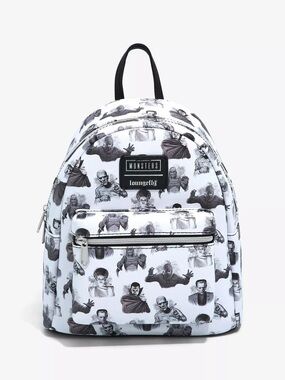 Loungefly Black & White Classic Monsters Mini Backpack